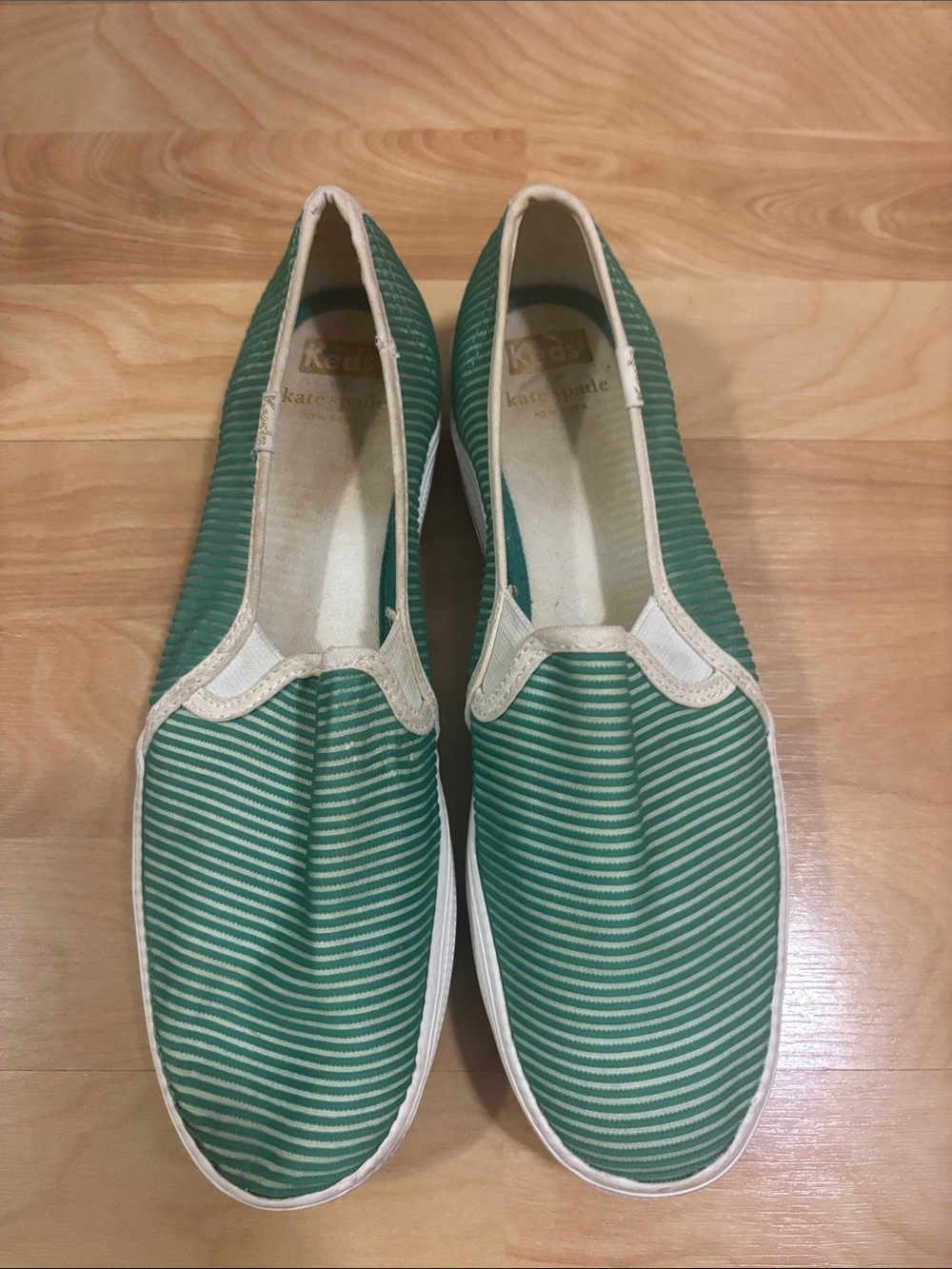 kate spade Green Striped Slip-On Flats